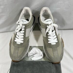 Tom Ford Men's Suede Gray and White Sneakers